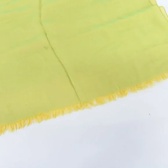Hermes Chiffon Fringe Shawl Scarf Silk Light Green Yellow Clothing